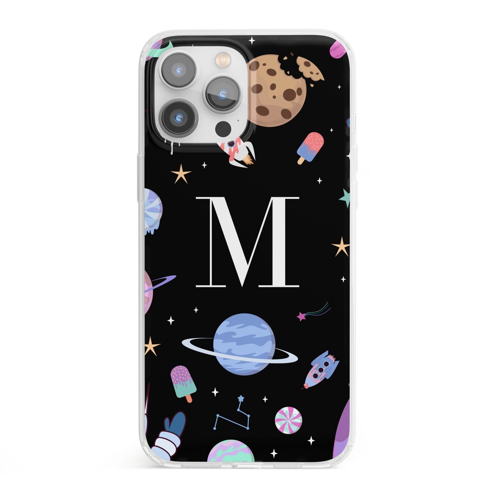 Initialled Candy Space Scene iPhone 13 Pro Max Clear Bumper Case