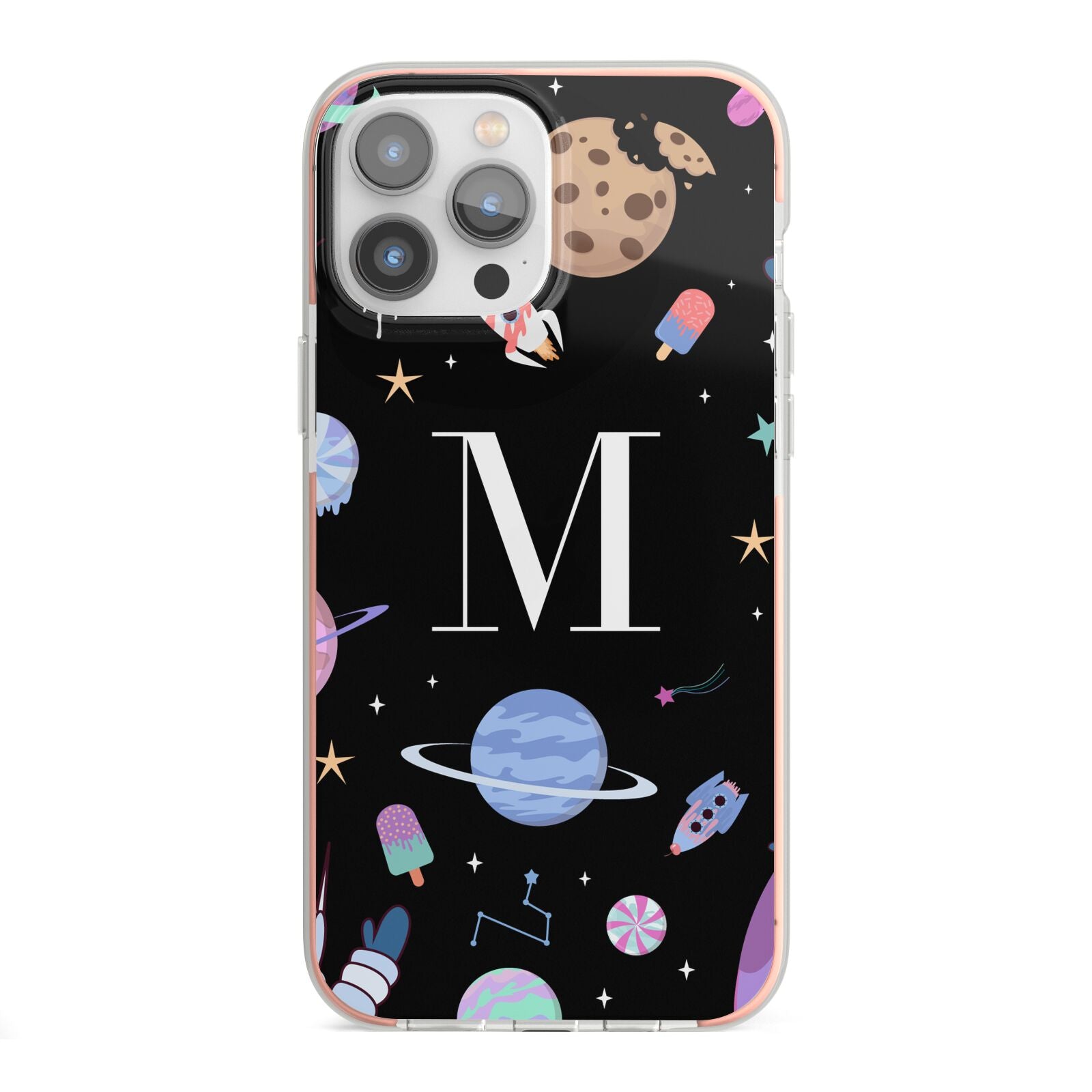 Initialled Candy Space Scene iPhone 13 Pro Max TPU Impact Case with Pink Edges