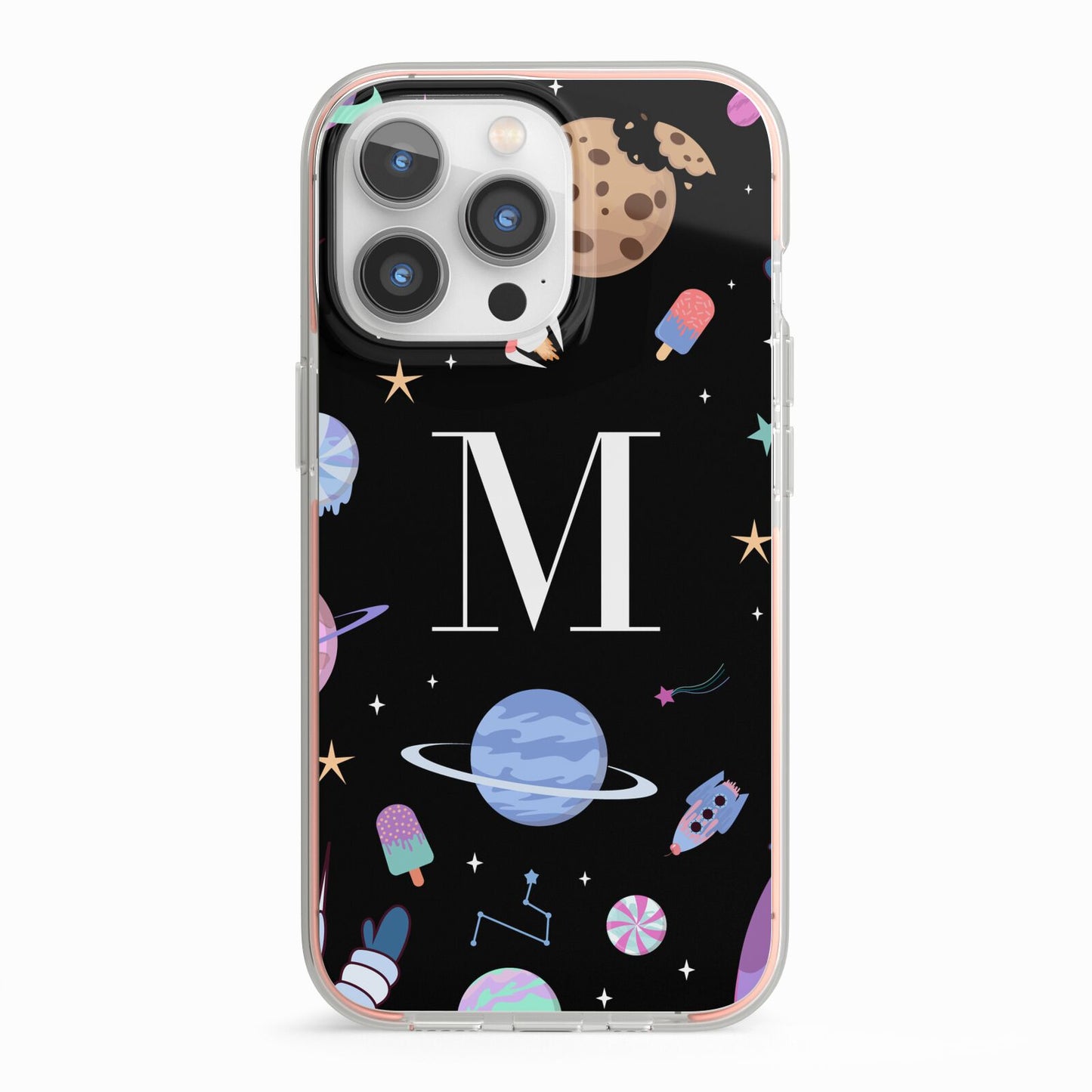 Initialled Candy Space Scene iPhone 13 Pro TPU Impact Case with Pink Edges