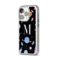 Initialled Candy Space Scene iPhone 14 Pro Glitter Tough Case Silver Angled Image