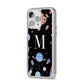 Initialled Candy Space Scene iPhone 14 Pro Max Clear Tough Case Silver Angled Image