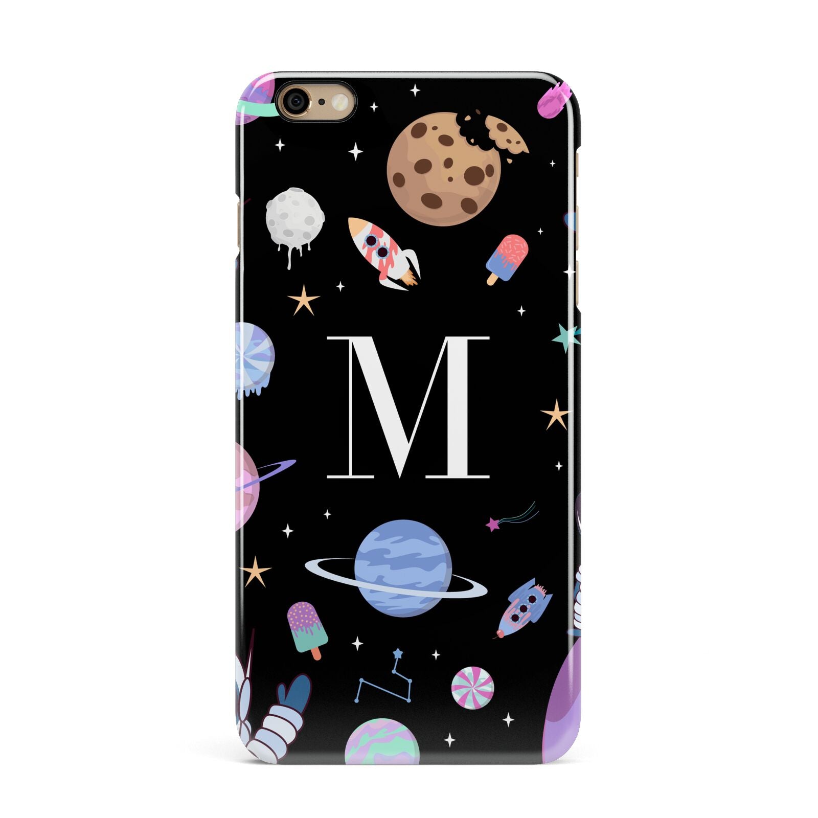 Initialled Candy Space Scene iPhone 6 Plus 3D Snap Case on Gold Phone