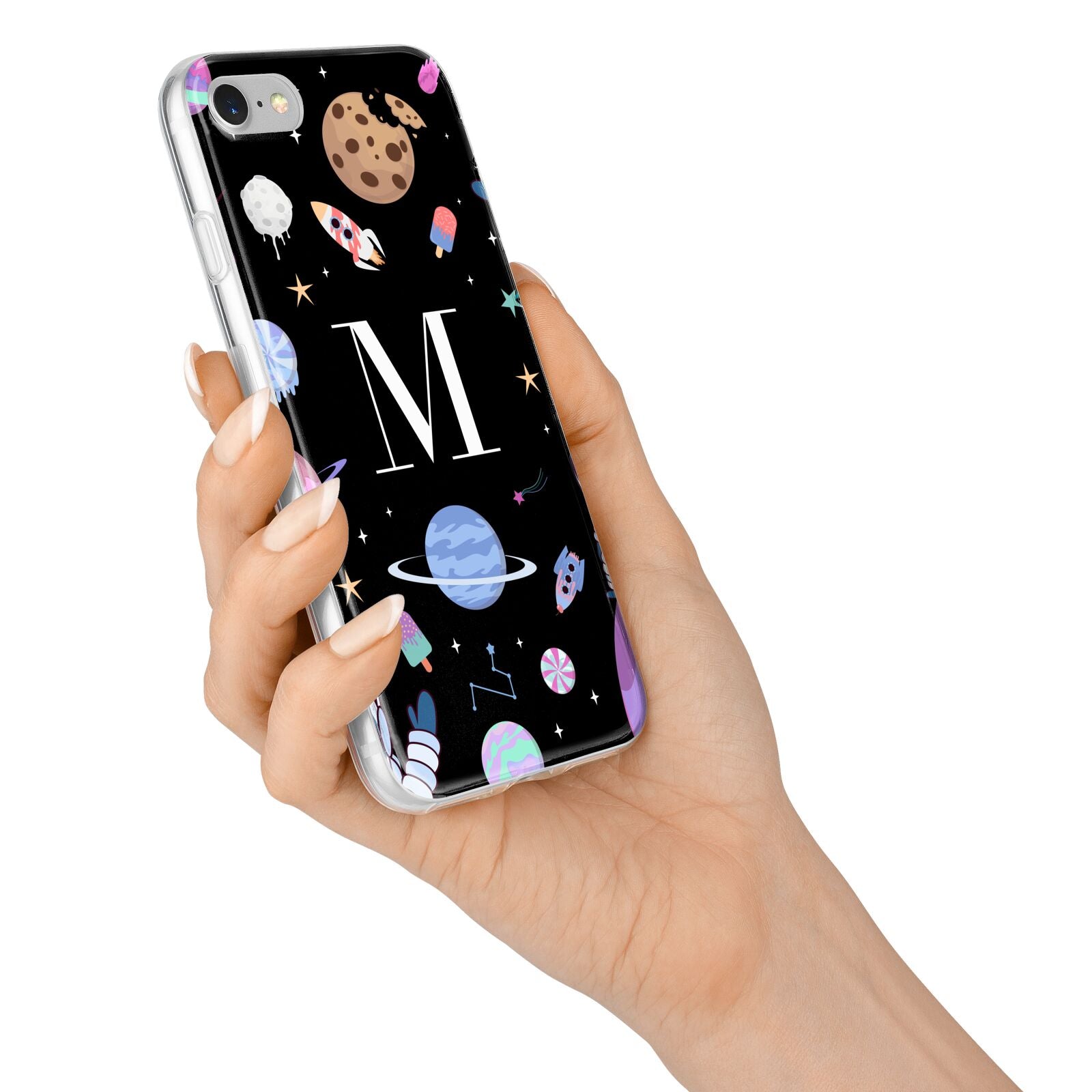 Initialled Candy Space Scene iPhone 7 Bumper Case on Silver iPhone Alternative Image