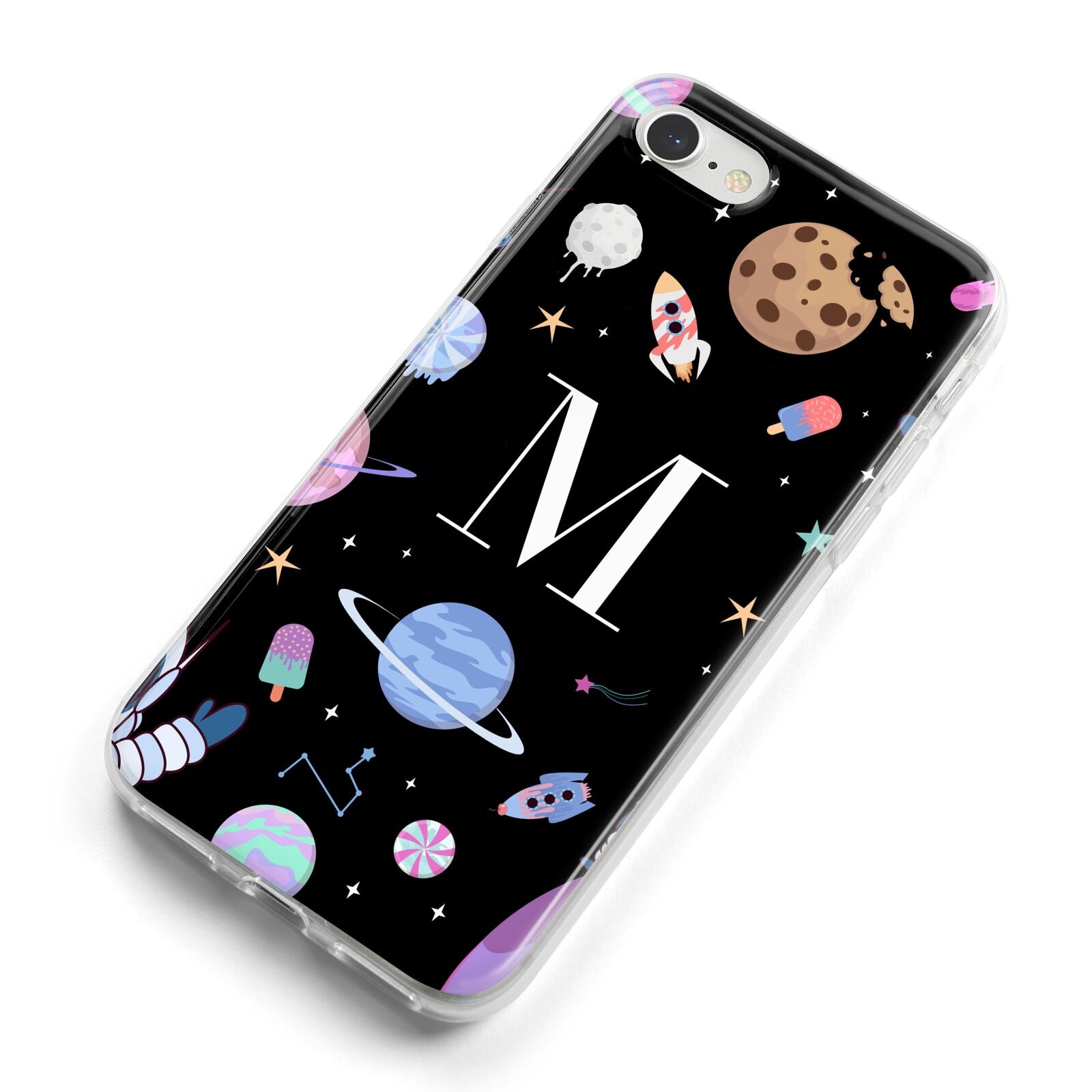 Initialled Candy Space Scene iPhone 8 Bumper Case on Silver iPhone Alternative Image