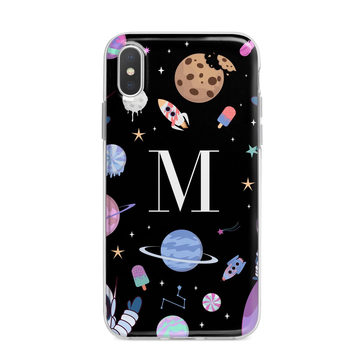 Initialled Candy Space Scene iPhone X Bumper Case on Silver iPhone Alternative Image 1