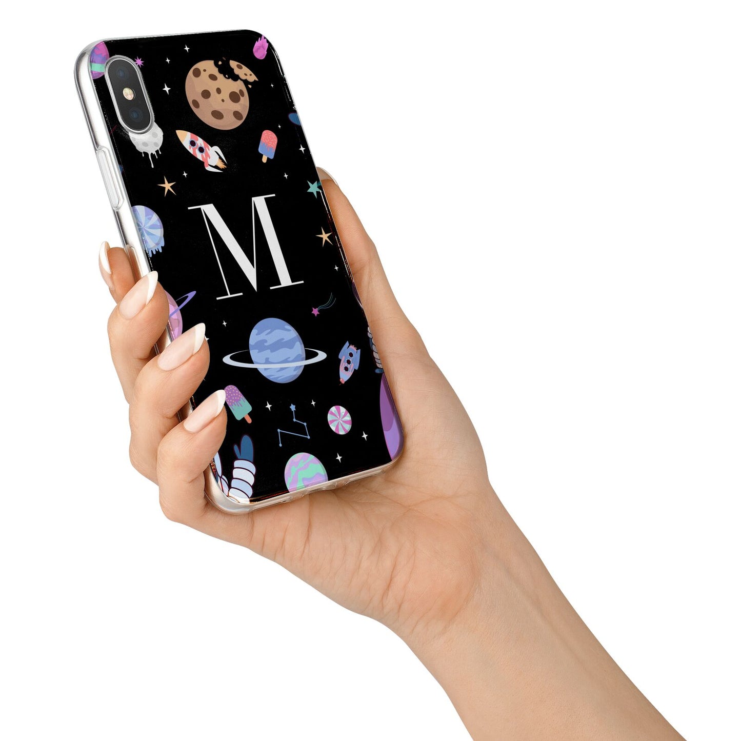 Initialled Candy Space Scene iPhone X Bumper Case on Silver iPhone Alternative Image 2