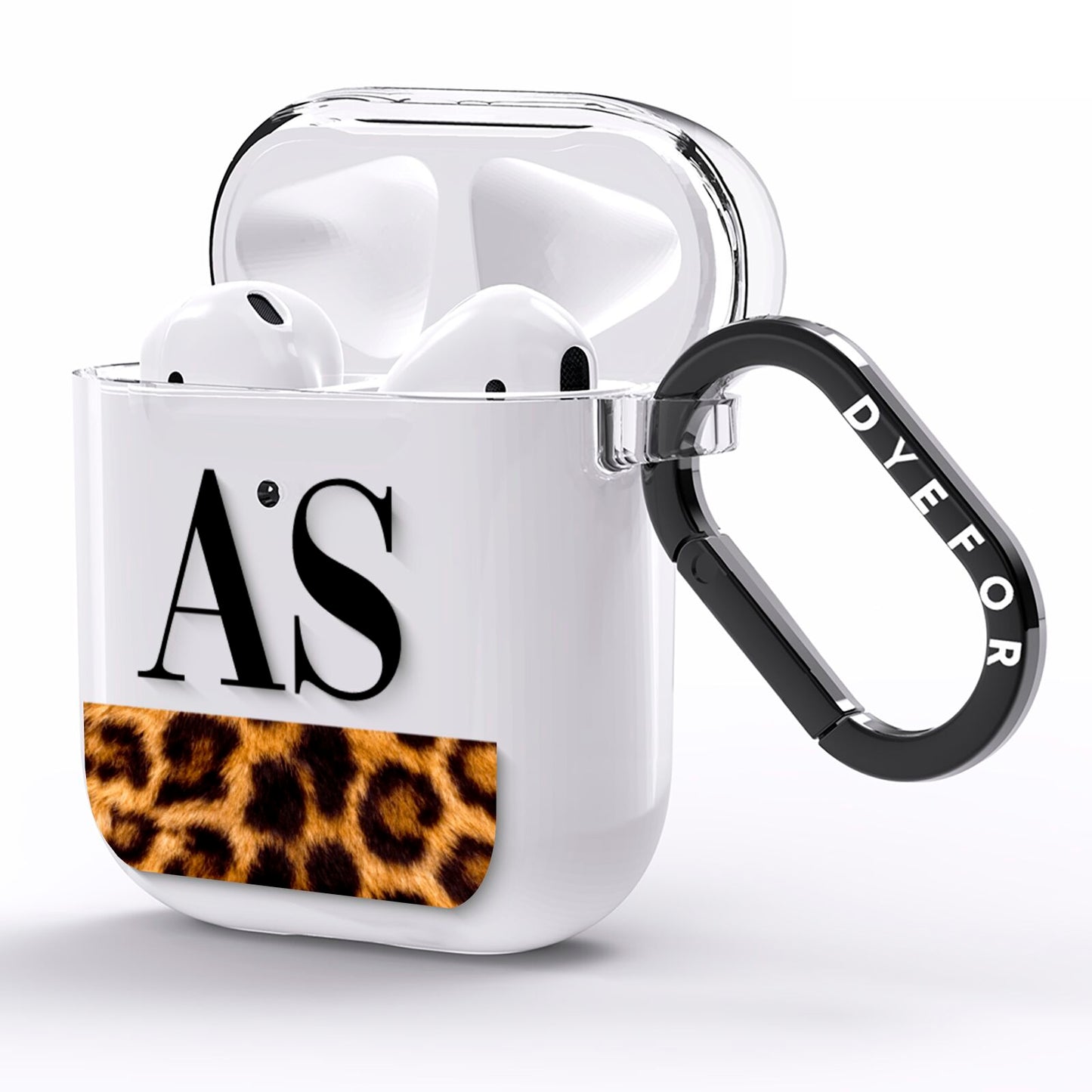 Initialled Leopard Print AirPods Clear Case Side Image
