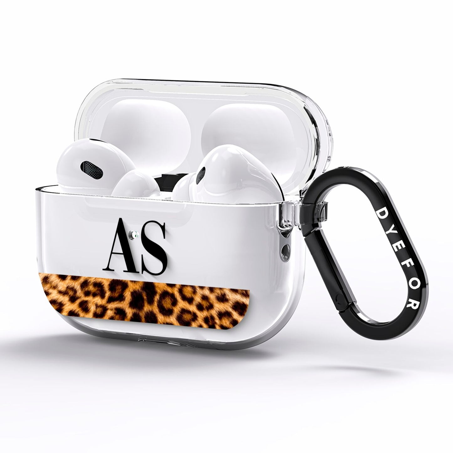 Initialled Leopard Print AirPods Pro Clear Case Side Image