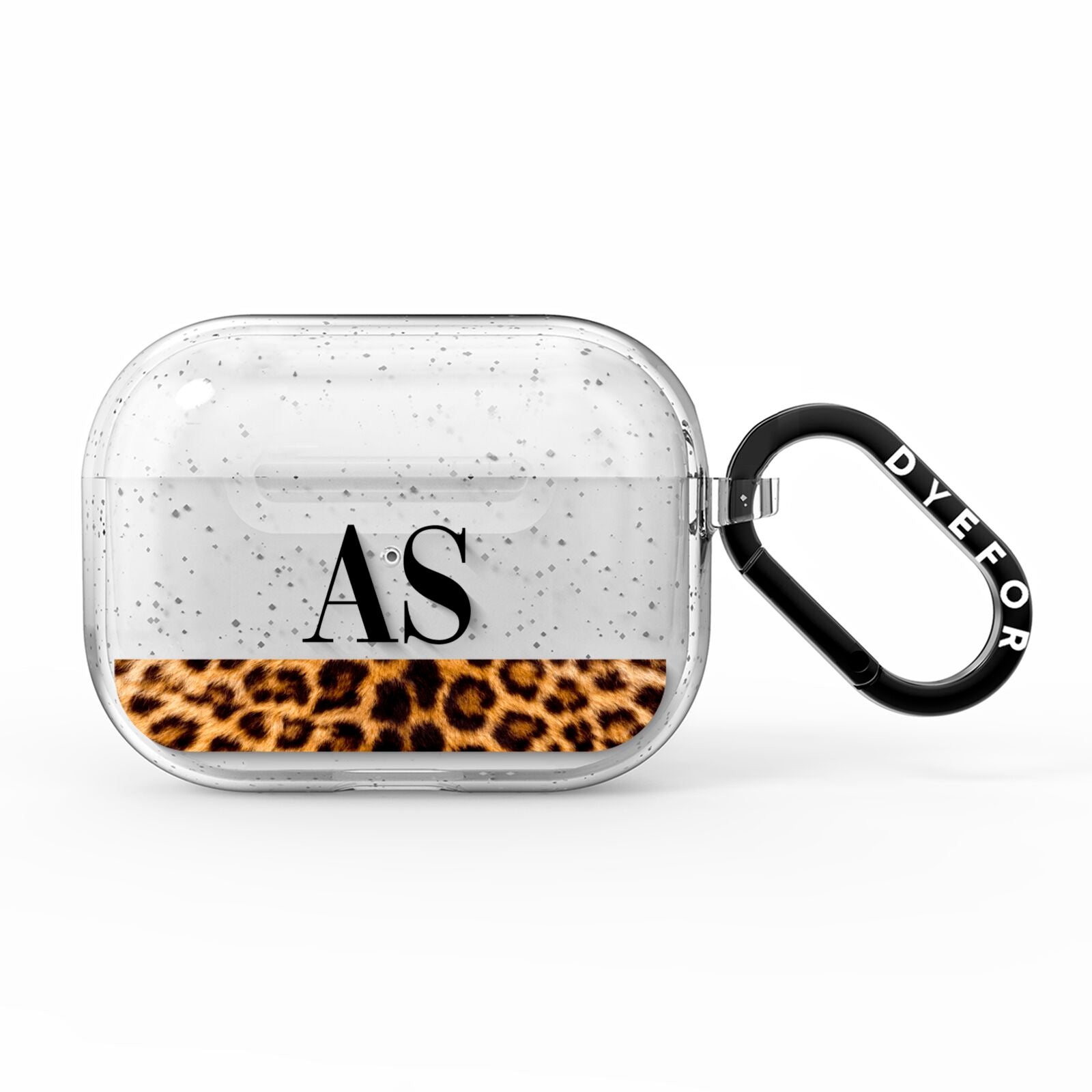 Initialled Leopard Print AirPods Pro Glitter Case