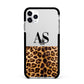 Initialled Leopard Print Apple iPhone 11 Pro Max in Silver with Black Impact Case