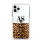 Initialled Leopard Print Apple iPhone 11 Pro in Silver with White Impact Case