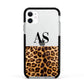 Initialled Leopard Print Apple iPhone 11 in White with Black Impact Case