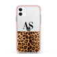 Initialled Leopard Print Apple iPhone 11 in White with Pink Impact Case