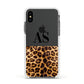 Initialled Leopard Print Apple iPhone Xs Impact Case White Edge on Black Phone
