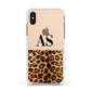 Initialled Leopard Print Apple iPhone Xs Impact Case White Edge on Gold Phone