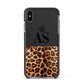 Initialled Leopard Print Apple iPhone Xs Max Impact Case Black Edge on Black Phone