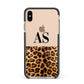 Initialled Leopard Print Apple iPhone Xs Max Impact Case Black Edge on Gold Phone