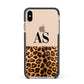 Initialled Leopard Print Apple iPhone Xs Max Impact Case Black Edge on Gold Phone