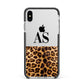 Initialled Leopard Print Apple iPhone Xs Max Impact Case Black Edge on Silver Phone