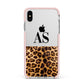 Initialled Leopard Print Apple iPhone Xs Max Impact Case Pink Edge on Silver Phone