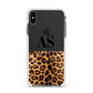 Initialled Leopard Print Apple iPhone Xs Max Impact Case White Edge on Black Phone
