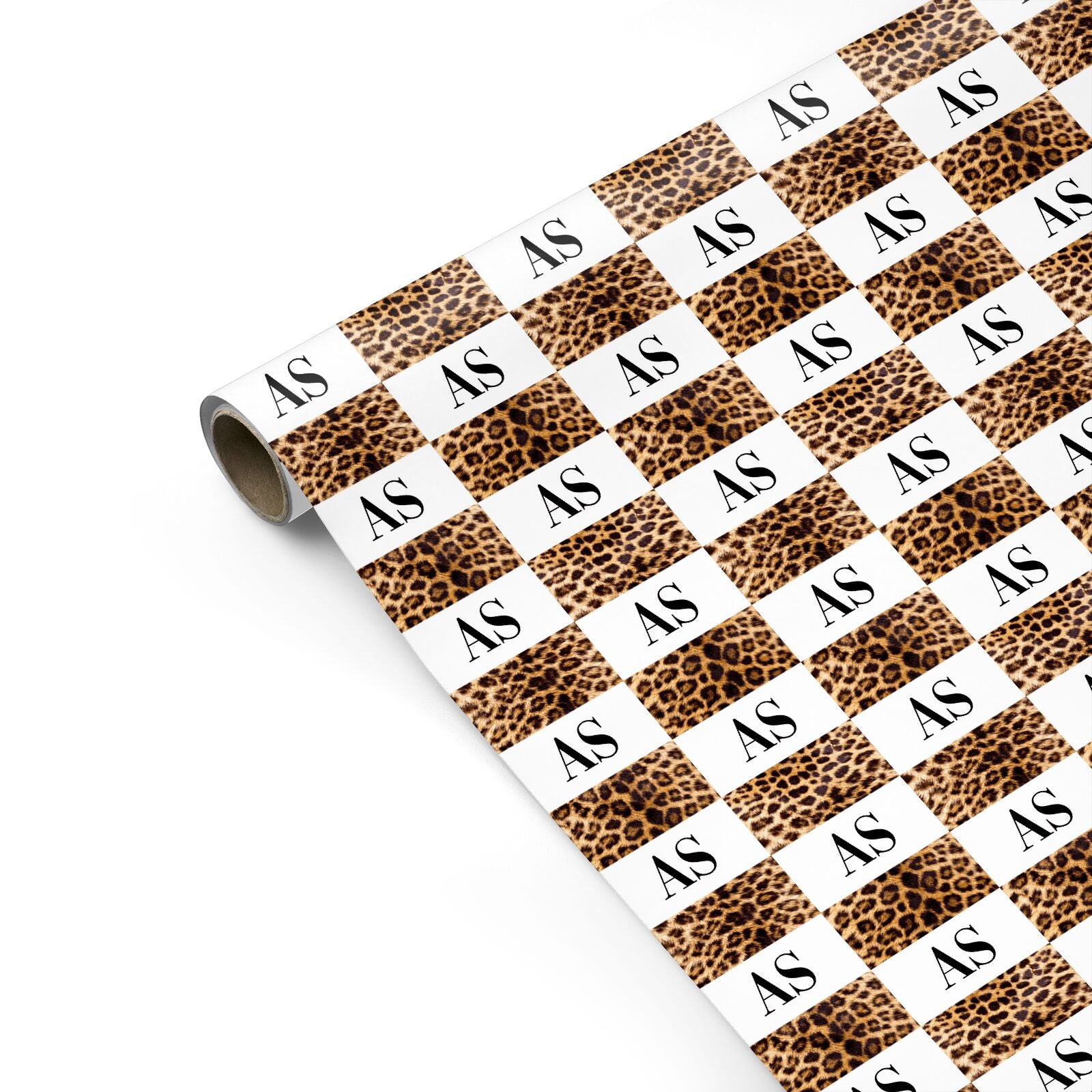 Initialled Leopard Print Personalised Gift Wrap