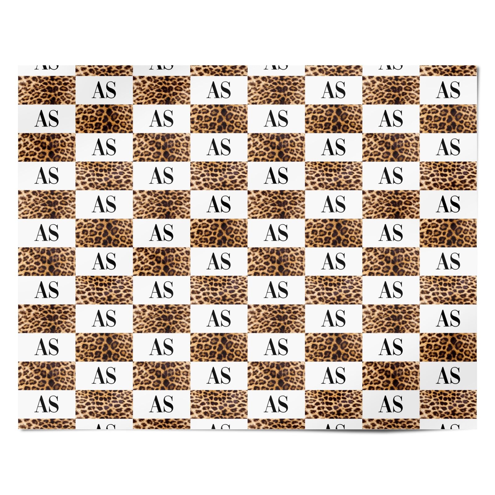 Initialled Leopard Print Personalised Wrapping Paper Alternative