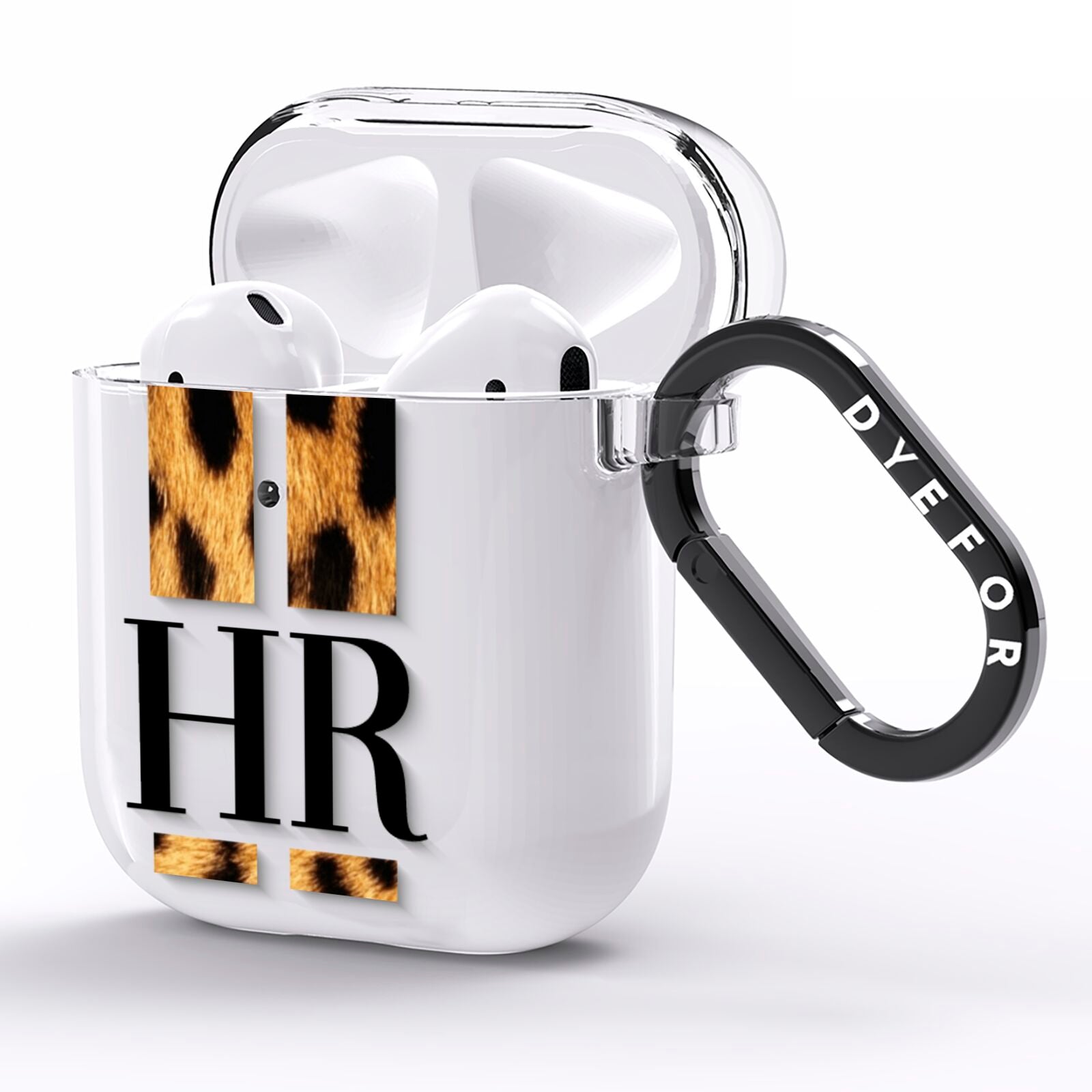 Initialled Leopard Print Stripes AirPods Clear Case Side Image