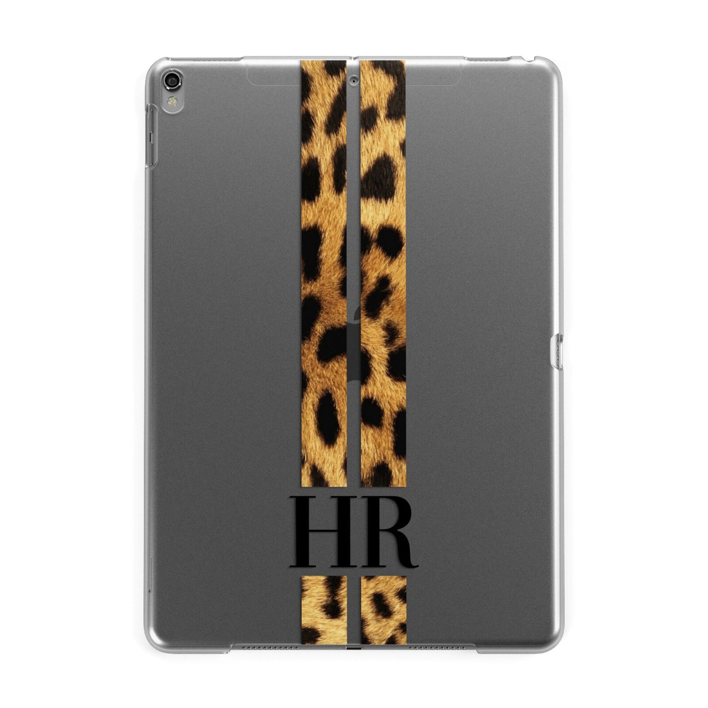 Initialled Leopard Print Stripes Apple iPad Grey Case