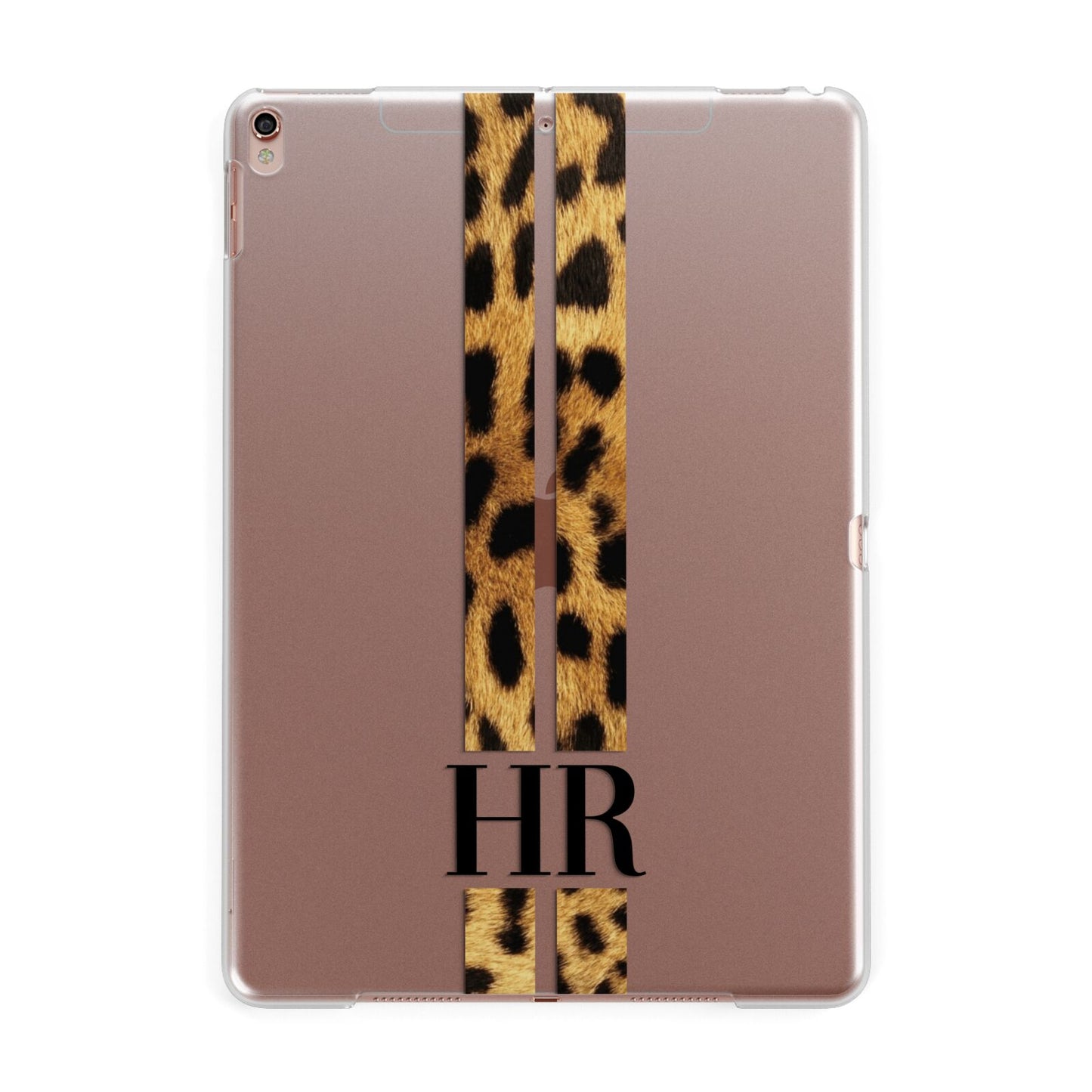 Initialled Leopard Print Stripes Apple iPad Rose Gold Case
