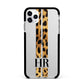 Initialled Leopard Print Stripes Apple iPhone 11 Pro Max in Silver with Black Impact Case