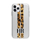 Initialled Leopard Print Stripes Apple iPhone 11 Pro Max in Silver with Bumper Case