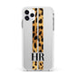 Initialled Leopard Print Stripes Apple iPhone 11 Pro Max in Silver with White Impact Case