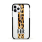 Initialled Leopard Print Stripes Apple iPhone 11 Pro in Silver with Black Impact Case