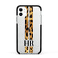 Initialled Leopard Print Stripes Apple iPhone 11 in White with Black Impact Case