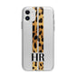Initialled Leopard Print Stripes Apple iPhone 11 in White with Bumper Case