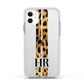 Initialled Leopard Print Stripes Apple iPhone 11 in White with White Impact Case