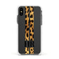 Initialled Leopard Print Stripes Apple iPhone Xs Impact Case White Edge on Black Phone