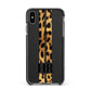 Initialled Leopard Print Stripes Apple iPhone Xs Max Impact Case Black Edge on Black Phone