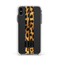 Initialled Leopard Print Stripes Apple iPhone Xs Max Impact Case White Edge on Black Phone