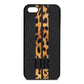Initialled Leopard Print Stripes Black Pebble Leather iPhone 5 Case