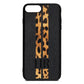 Initialled Leopard Print Stripes Black Pebble Leather iPhone 8 Plus Case