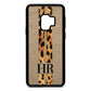 Initialled Leopard Print Stripes Gold Pebble Leather Samsung S9 Case