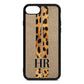 Initialled Leopard Print Stripes Gold Pebble Leather iPhone 8 Case