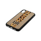 Initialled Leopard Print Stripes Gold Pebble Leather iPhone Xr Case Side Angle