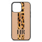 Initialled Leopard Print Stripes Nude Pebble Leather iPhone 13 Pro Max Case