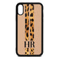 Initialled Leopard Print Stripes Nude Pebble Leather iPhone Xr Case