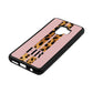 Initialled Leopard Print Stripes Pink Pebble Leather Samsung S9 Case Side Angle