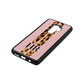 Initialled Leopard Print Stripes Pink Pebble Leather Samsung S9 Plus Case Side Angle