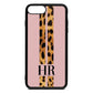 Initialled Leopard Print Stripes Pink Pebble Leather iPhone 8 Plus Case